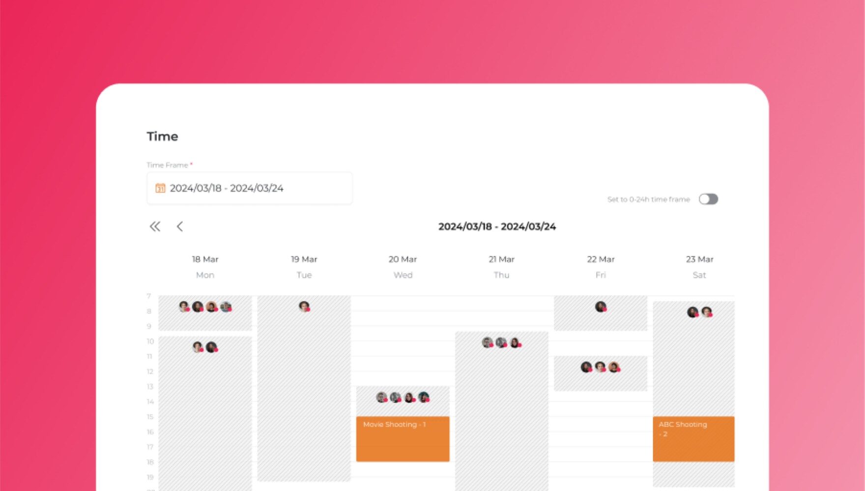 Visual overview of a smart scheduling assistant interface showing team availability and automated meeting coordination.