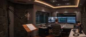 Home-en 3 https://blog.connactz.com/wp-content/uploads/2024/01/bh.png Modern ADR recording studio for film post-production with vocal booth, microphone, sound engineer, and mixing console.