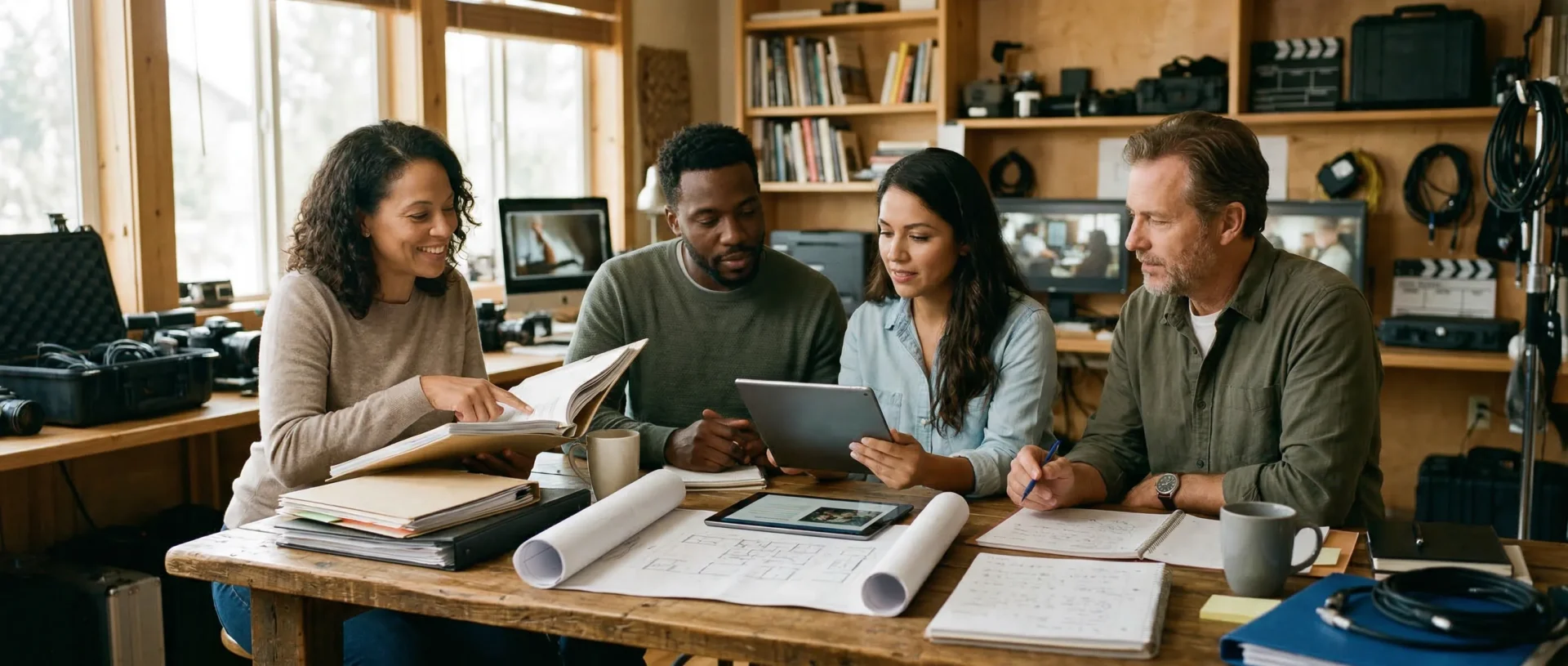 KI für Produktionskommunikation und Team-Koordination in Filmproduktionen 2 https://blog.connactz.com/wp-content/uploads/2026/03/01-header-team-coordination-film.webp Filmteam arbeitet mit zentralen Projektinfos, Dateien und Abstimmungstools in einer ruhigen Produktionsumgebung.