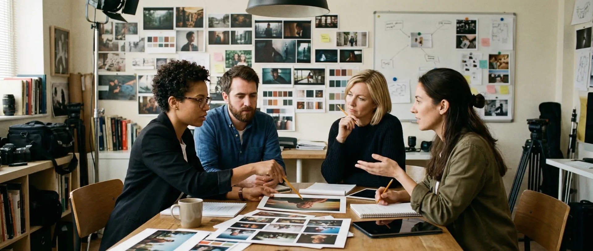 KI für Moodboards in Filmproduktionen: So entwickelst du Look und Stimmung schneller 3 https://blog.connactz.com/wp-content/uploads/2026/03/01-header-moodboard-film.webp Filmteam stimmt sich anhand visueller Referenzen gemeinsam auf eine Bildsprache ab.