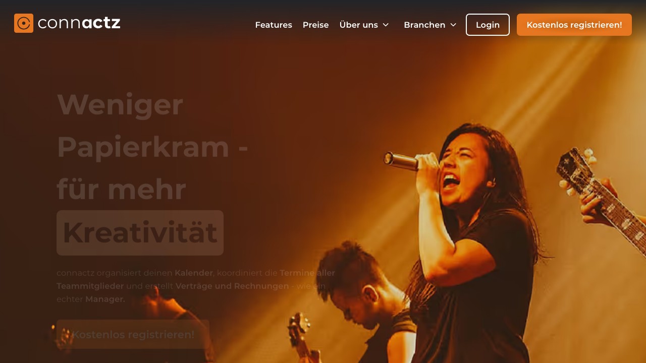 Screenshot der Connactz Landingpage im 16:9-Format