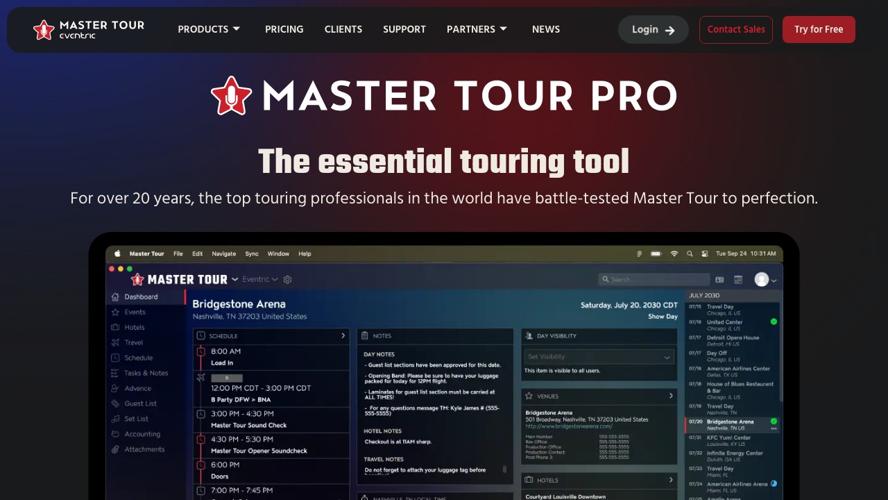 Screenshot der Eventric Master Tour Landingpage im 16:9-Format