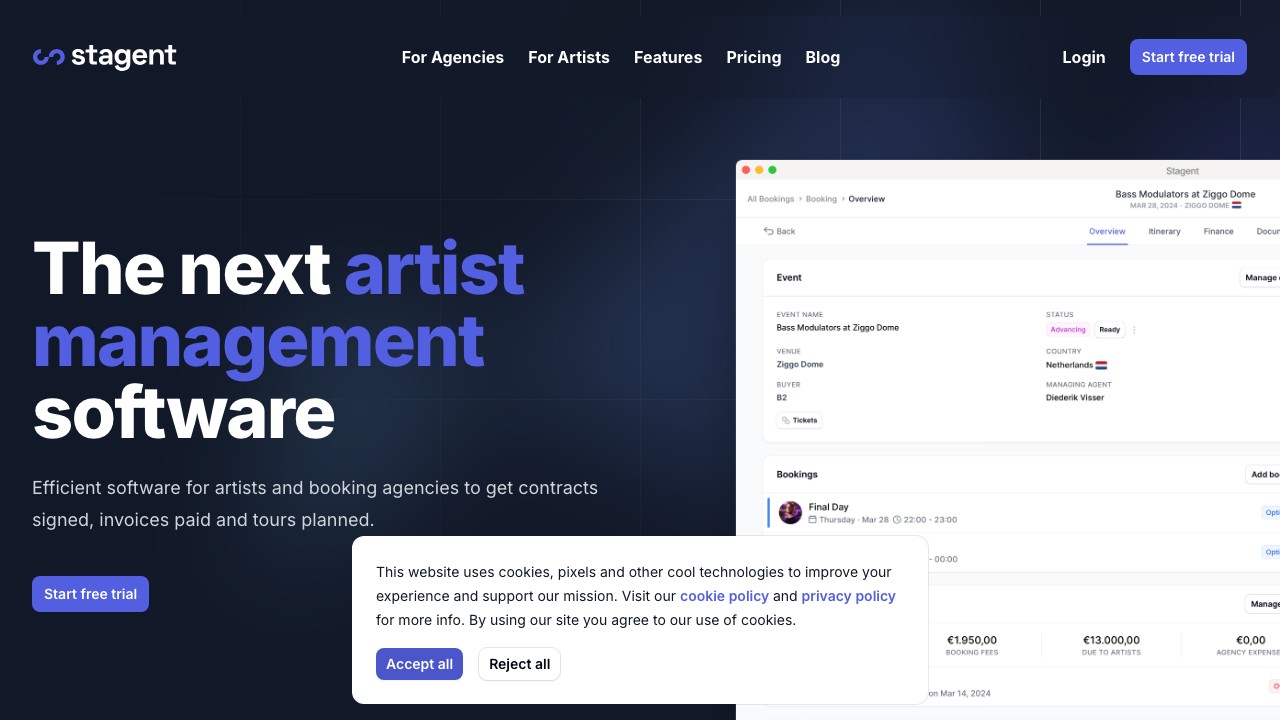 Screenshot der Stagent Landingpage im 16:9-Format