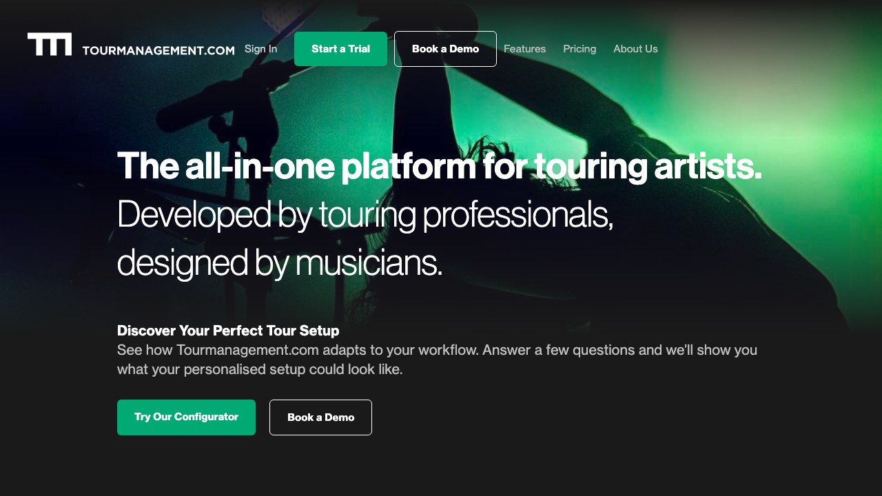 Screenshot der Tourmanagement.com Landingpage im 16:9-Format